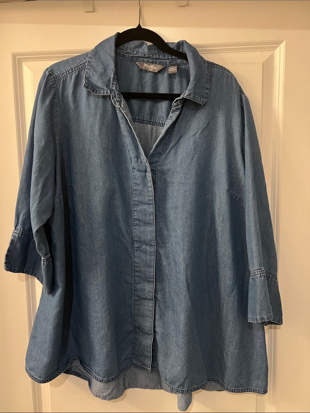 Martha Stewart Light Blue Denim Tunic Shirt